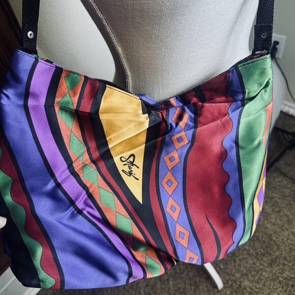 Sharif Couture Silk Bag Purse colorful vintage 90s shoulder rainbow - Picture 3 of 7